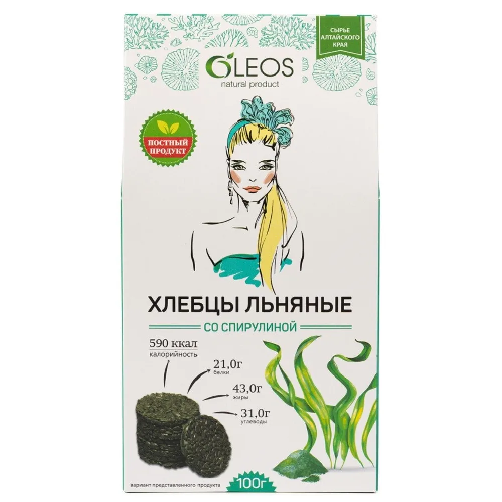 Flaxseed Crispbreads with Spirulina 100 g