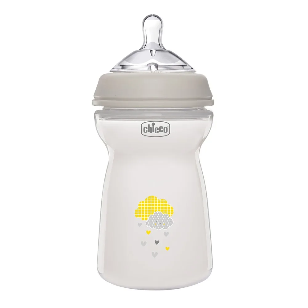 Chicco Natural Feeling Polypropylene Bottle + Silicone Nipple with Flexors 6+ 330 ml