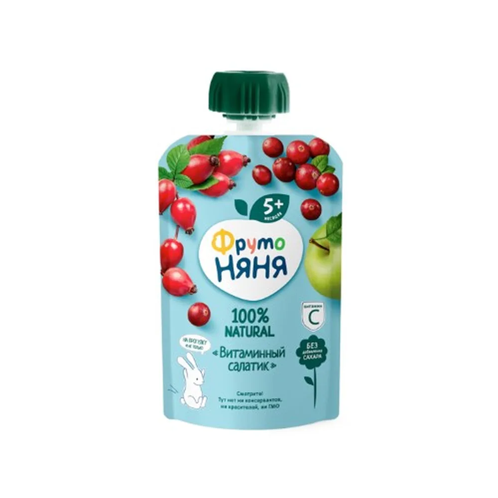 FrutoNyanya apple puree with rosehip and cranberry with vitamin C vitamin salad 90 g