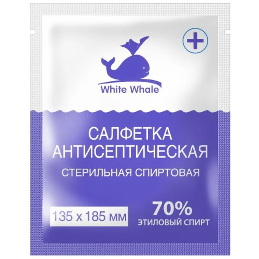 White Whale Antiseptic Alcohol Wipe 135x185 mm 1 pc.