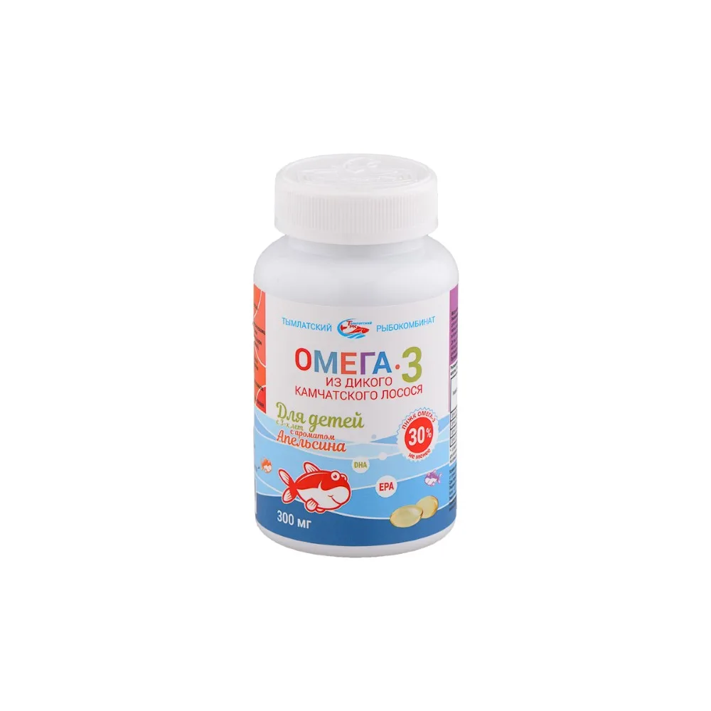 Salmonica Omega-3 from Wild Kamchatka Salmon for Children from 3 Years 300 mg 250 pcs. Capsules/Orange