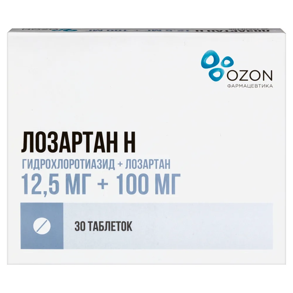 Losartan 12.5 mg + 100 mg 30 coated tablets