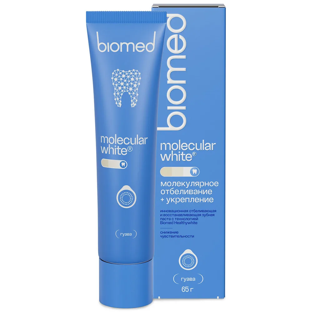 Biomed Healthywhite Toothpaste for Sensitivity Reduction, Whitening, and Enamel Restoration Guava 65 g