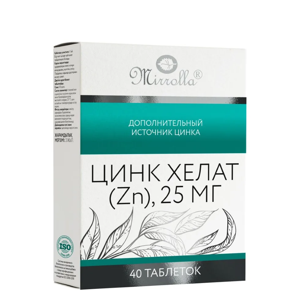 Mirrolla zinc chelate (Zn) 25 mg 40 tablets 500 mg