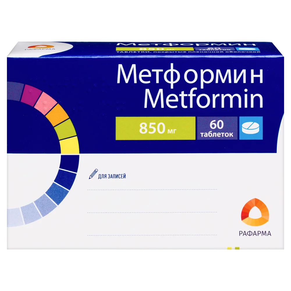 Metformin 850 mg 60 coated tablets