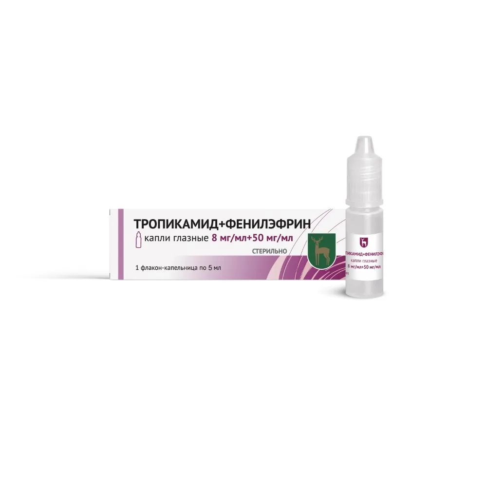 Tropicamide + Phenylephrine 8 mg/ml + 50 mg/ml dropper bottle eye drops 5 ml