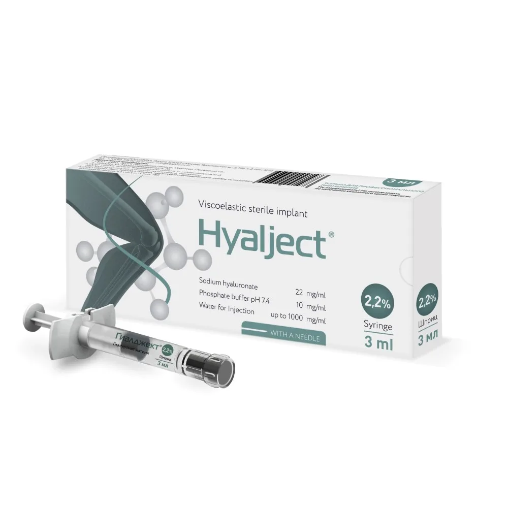 Hyalject Viscous Elastic Implant Sterile 2.2% 3 ml 1 pc Syringe with Needle 21g