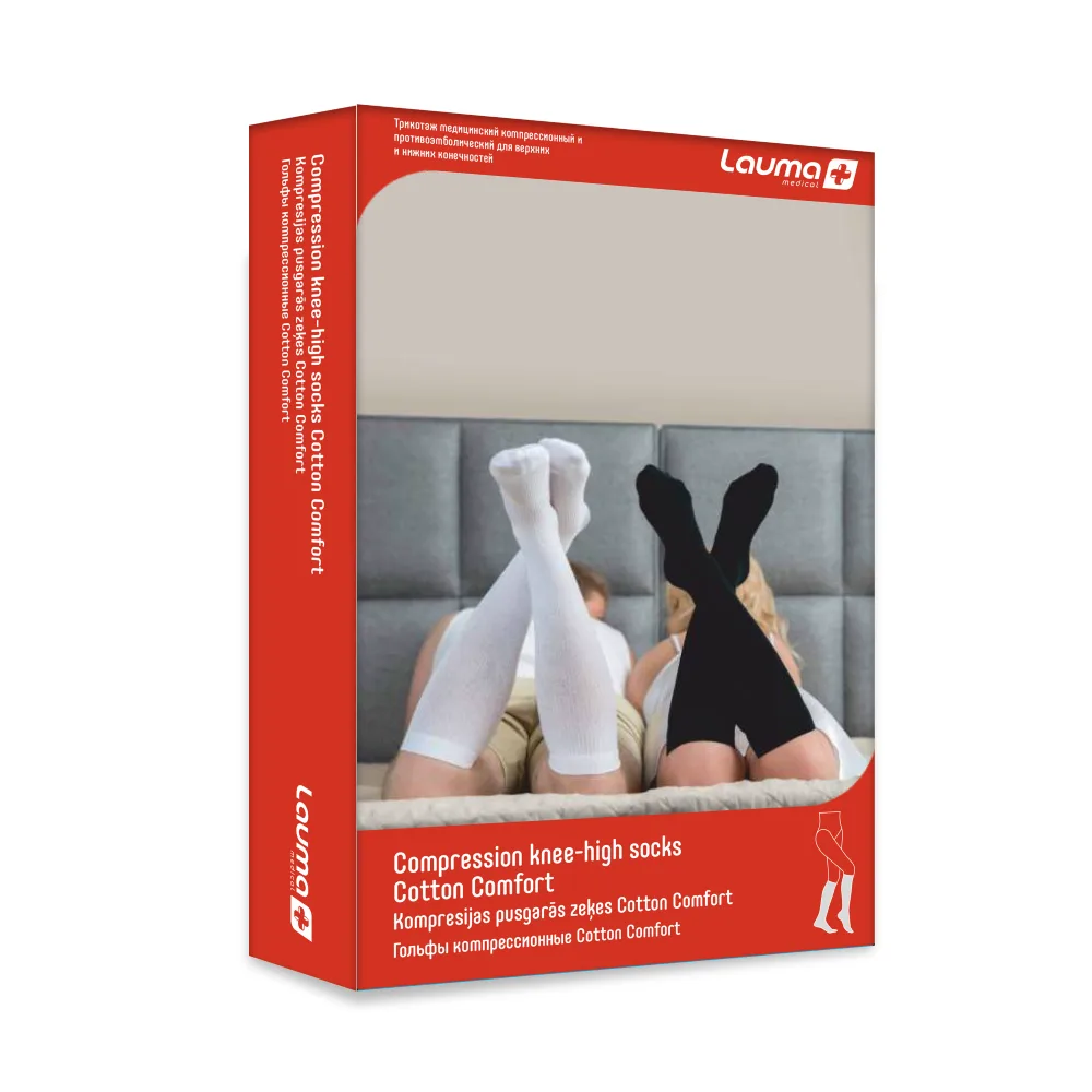 Lauma Medical Compression Stockings Cotton Comfort Full/ Class 1/ Size 45-47/ Black