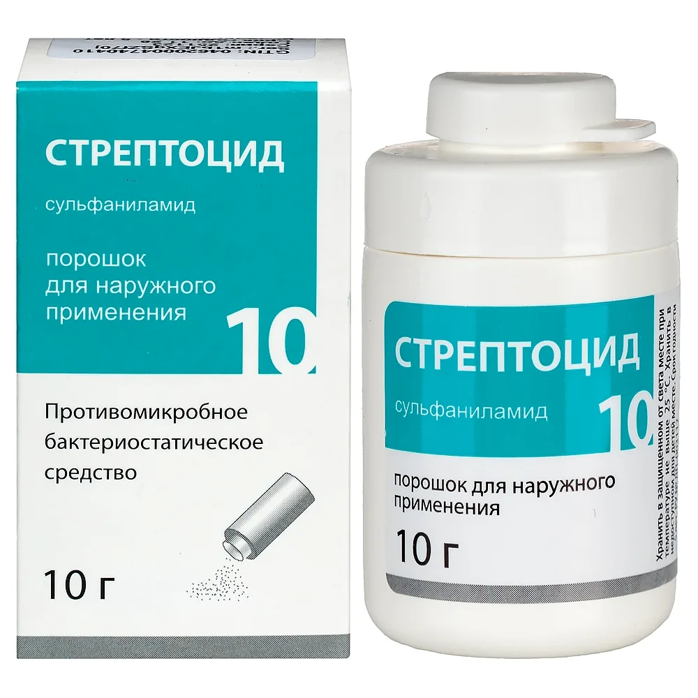 Sulfanilamide 10 g powder for external use can