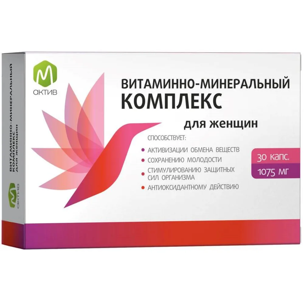 M Active Vitamin-Mineral Complex for Women 30 Capsules 1075 mg