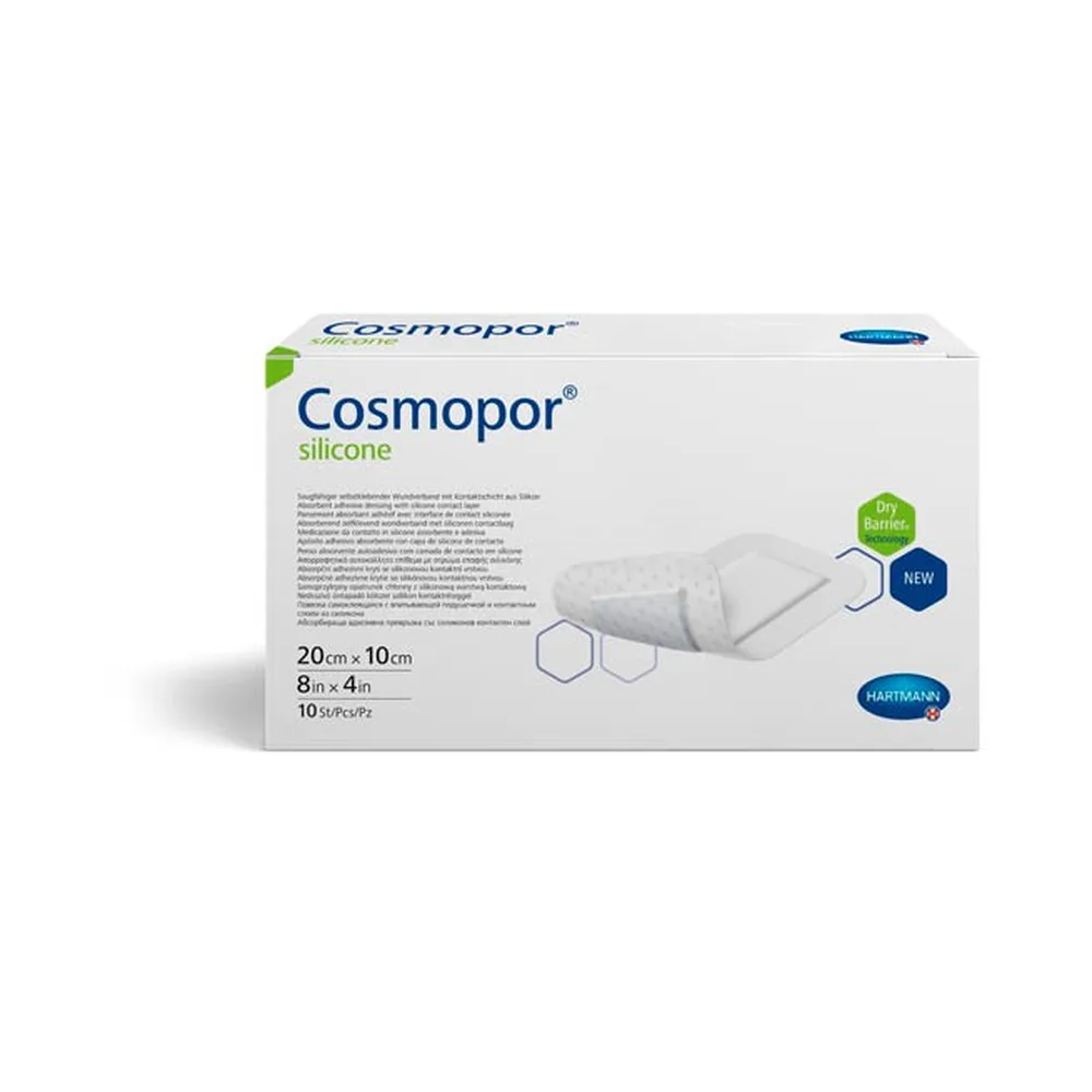 Cosmopor Silicone Absorbent Dressing with Silicone Contact Layer 20x10 cm 10 pcs