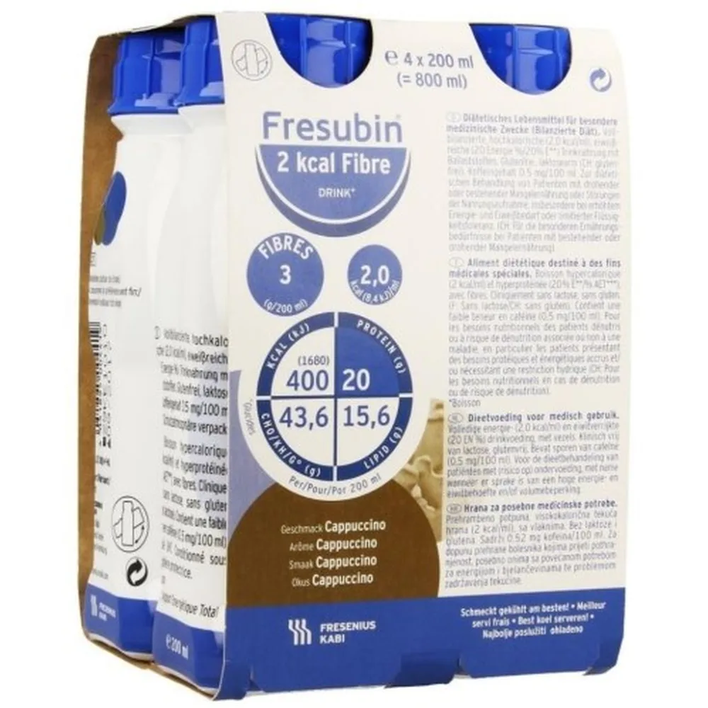 Fresubin Drink 2 kcal Cappuccino Flavor with Dietary Fiber 200 ml 4 pcs