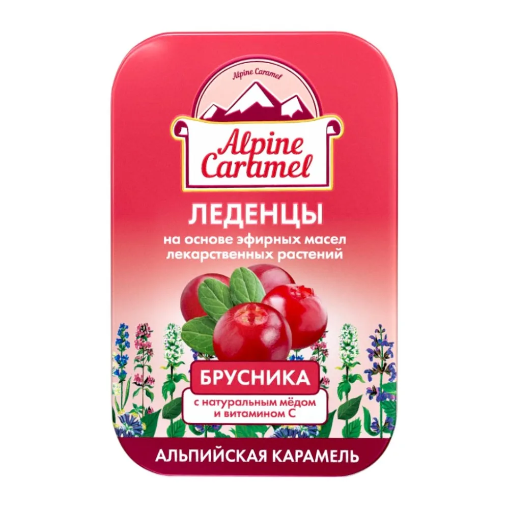 Alpine Caramel Children's Candies with Natural Honey and Vitamin C, Lingonberry Flavor, 53 g